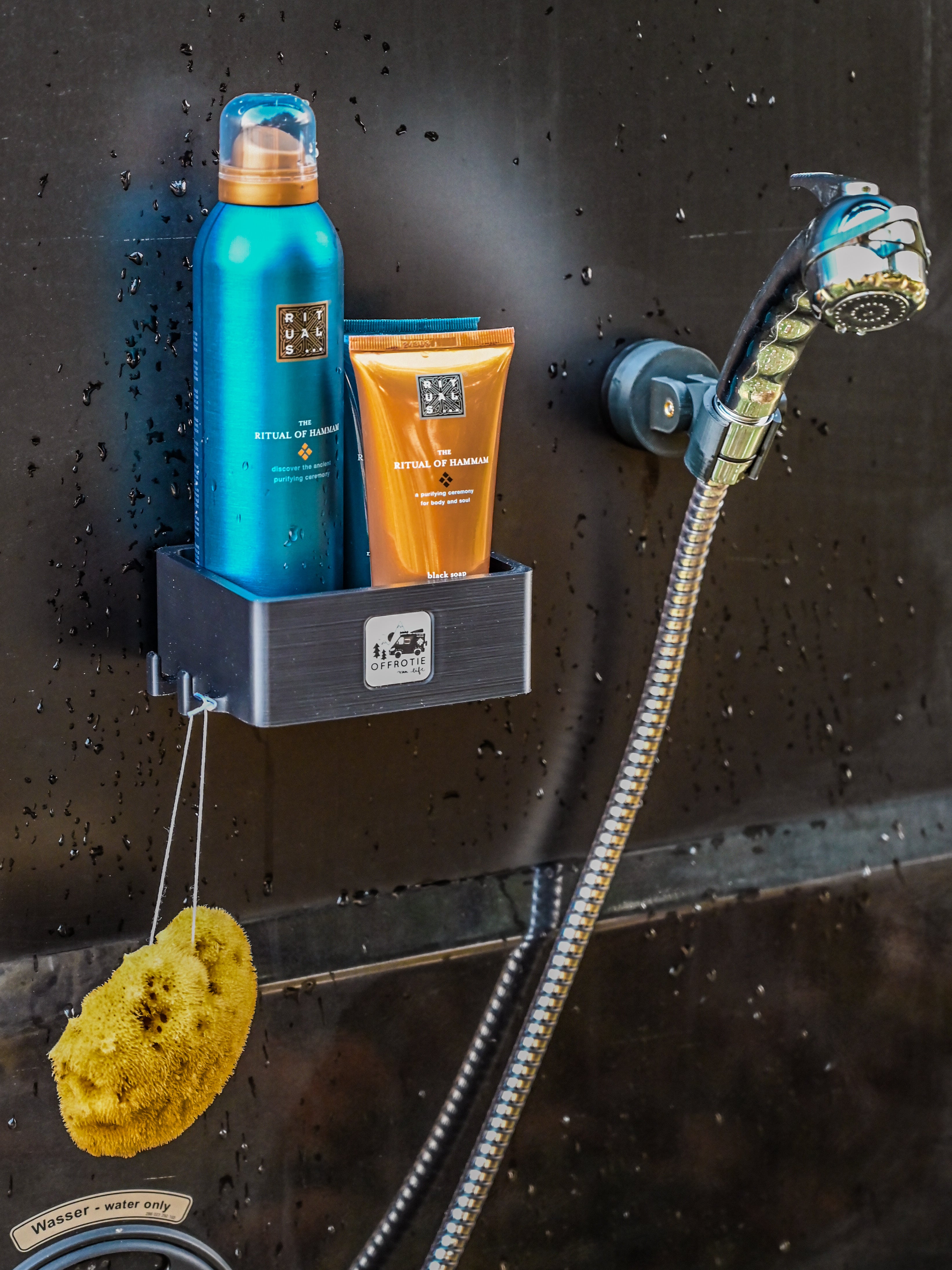 The Basket – Cesta de ducha magnética – Offrotie impresa en 3D – Portátil para Vanlife