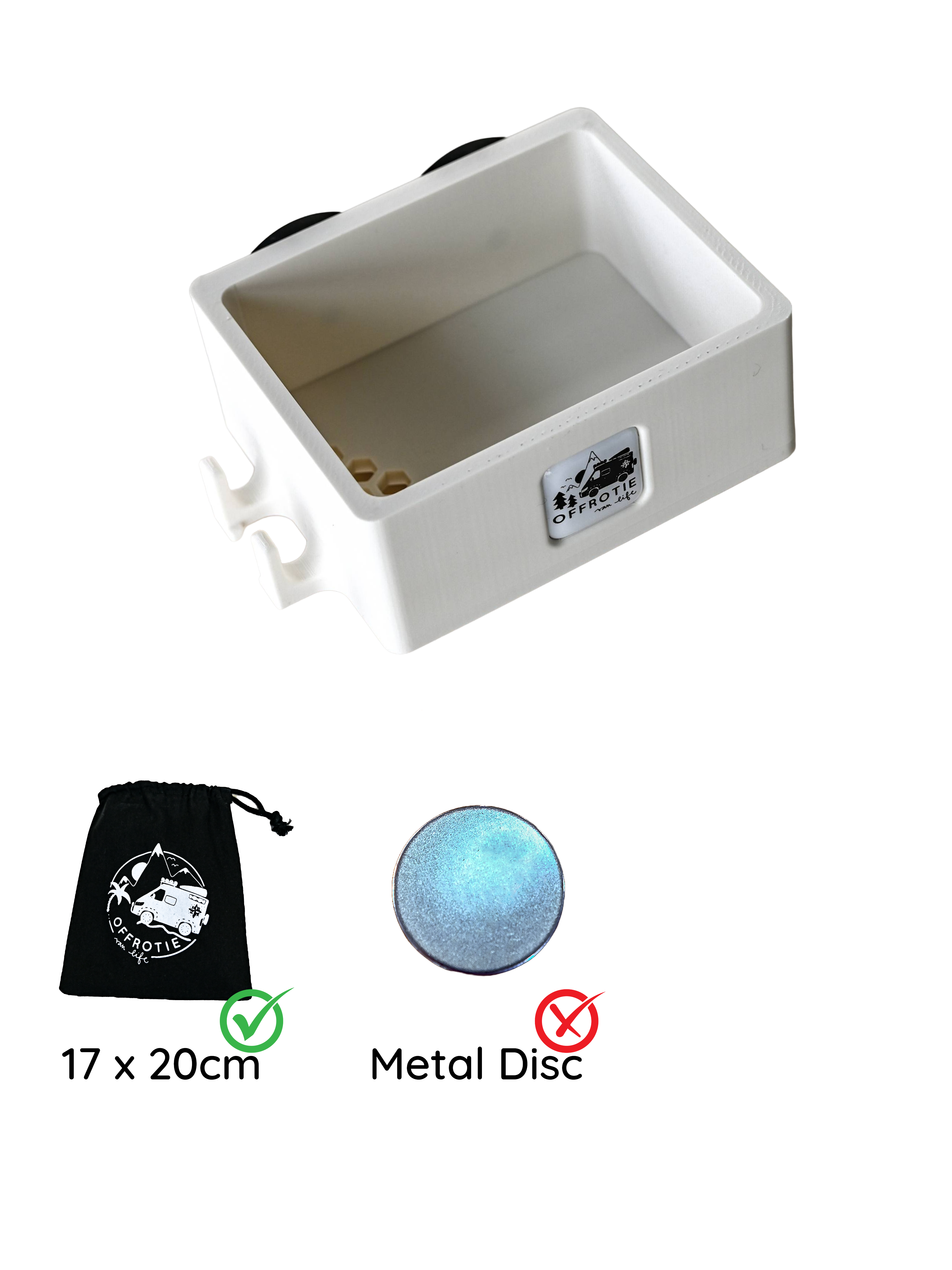 The Basket – Panier de douche magnétique – Offrotie imprimé en 3D – Portable pour Vanlife