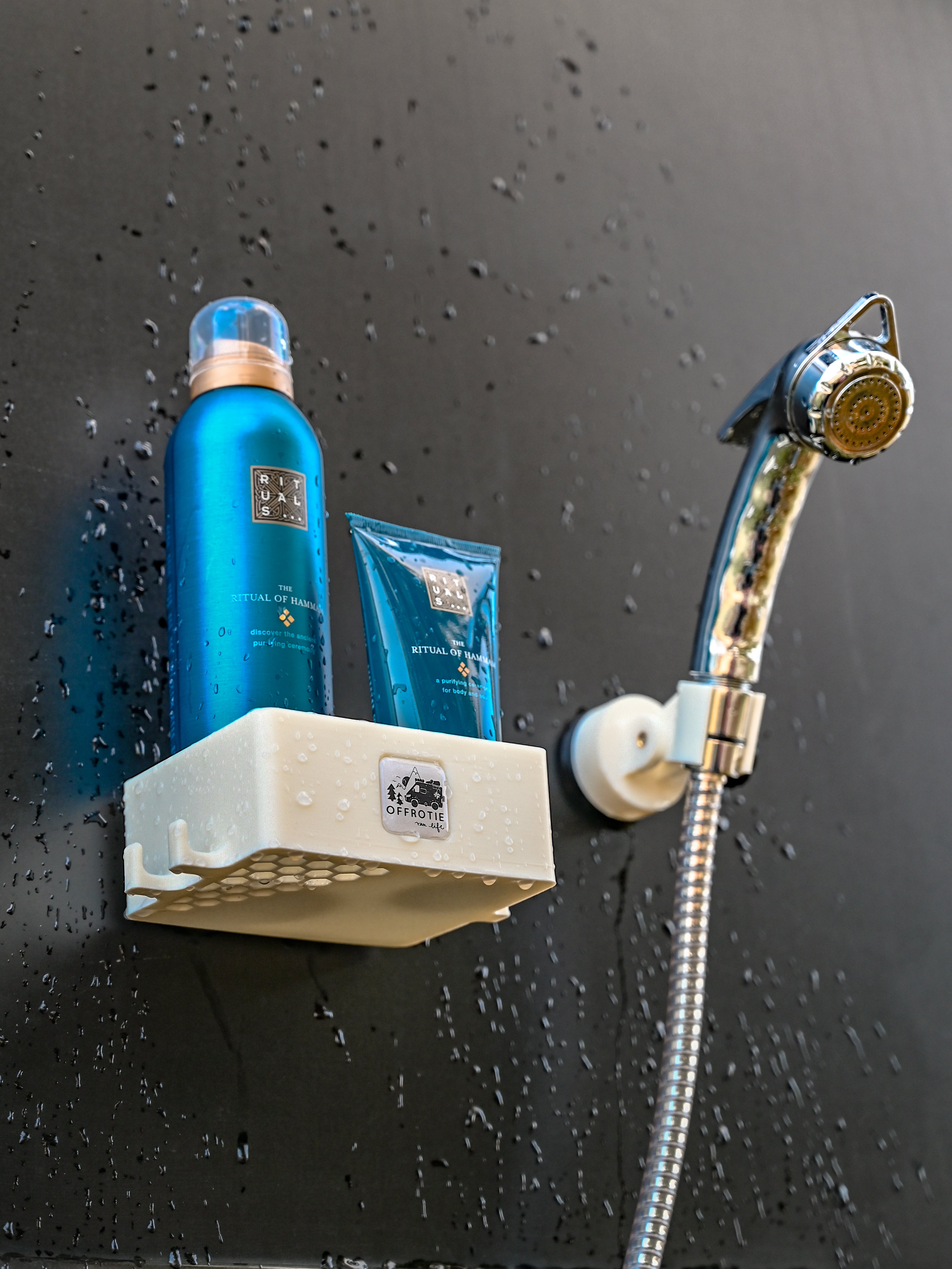 The Basket – Panier de douche magnétique – Offrotie imprimé en 3D – Portable pour Vanlife