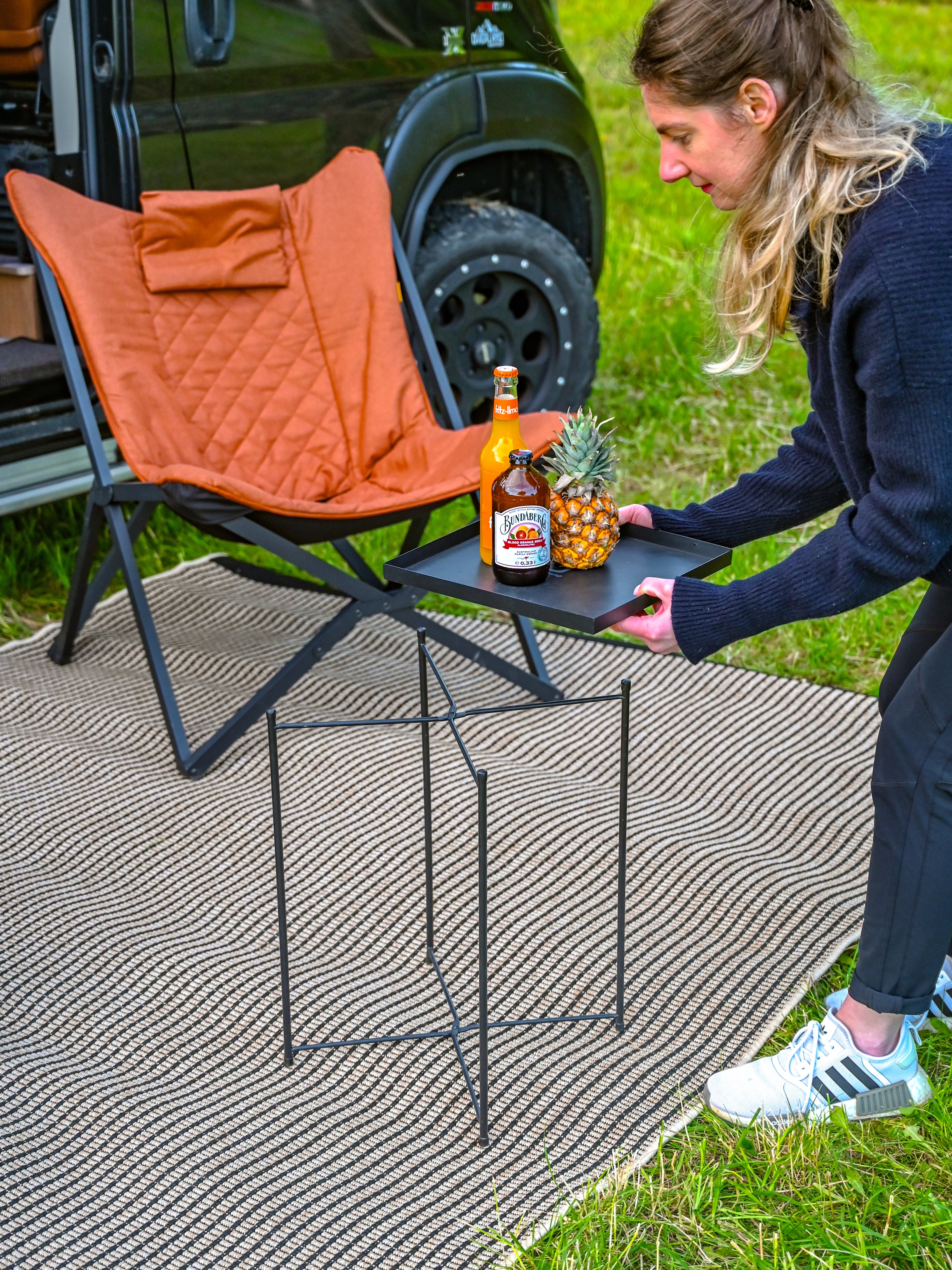 Mesa auxiliar de acero - Colección industrial Bo-Camp - Plegable para Vanlife
