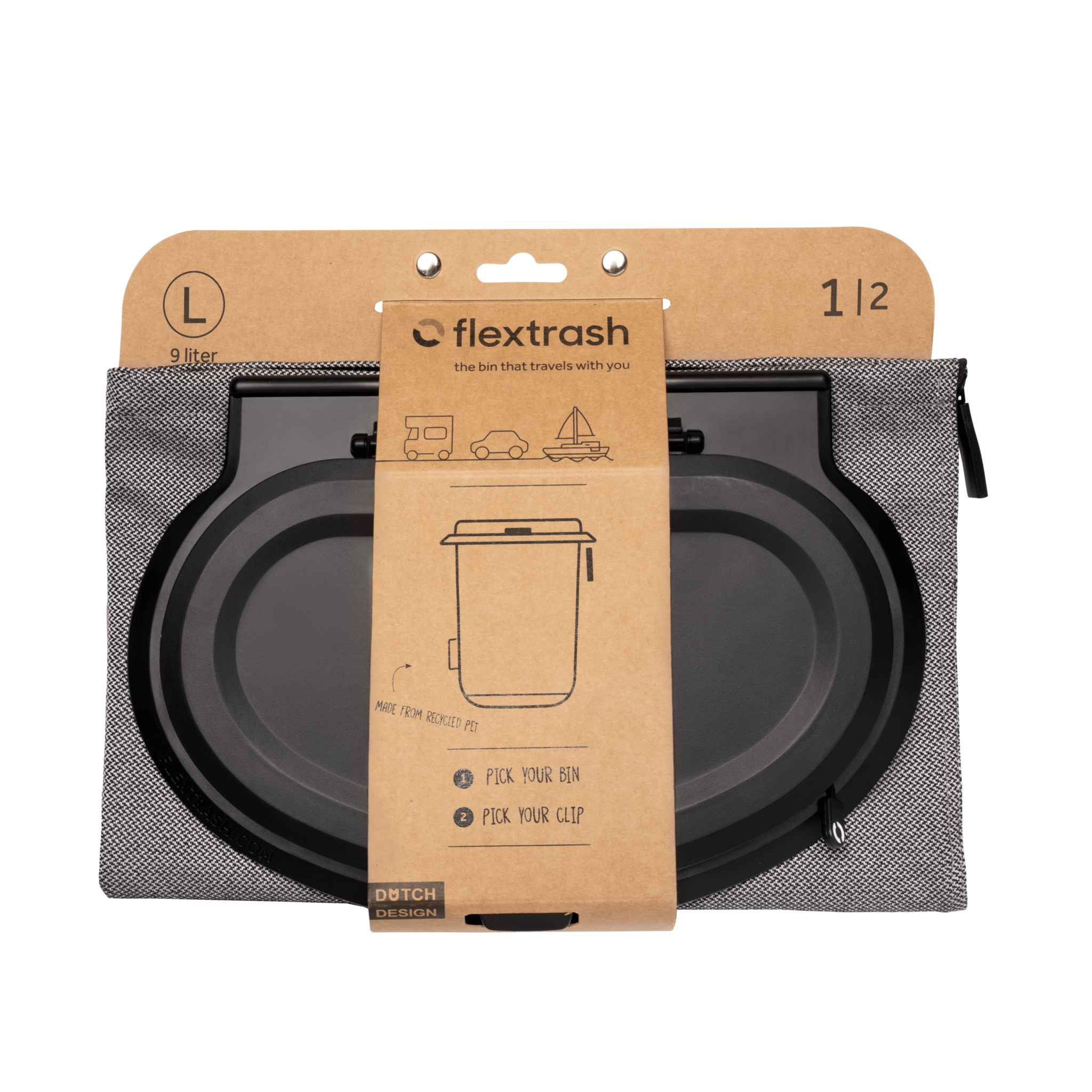 The Flextrash Waste Bin - Large 9 liters - Portable for Vanlife