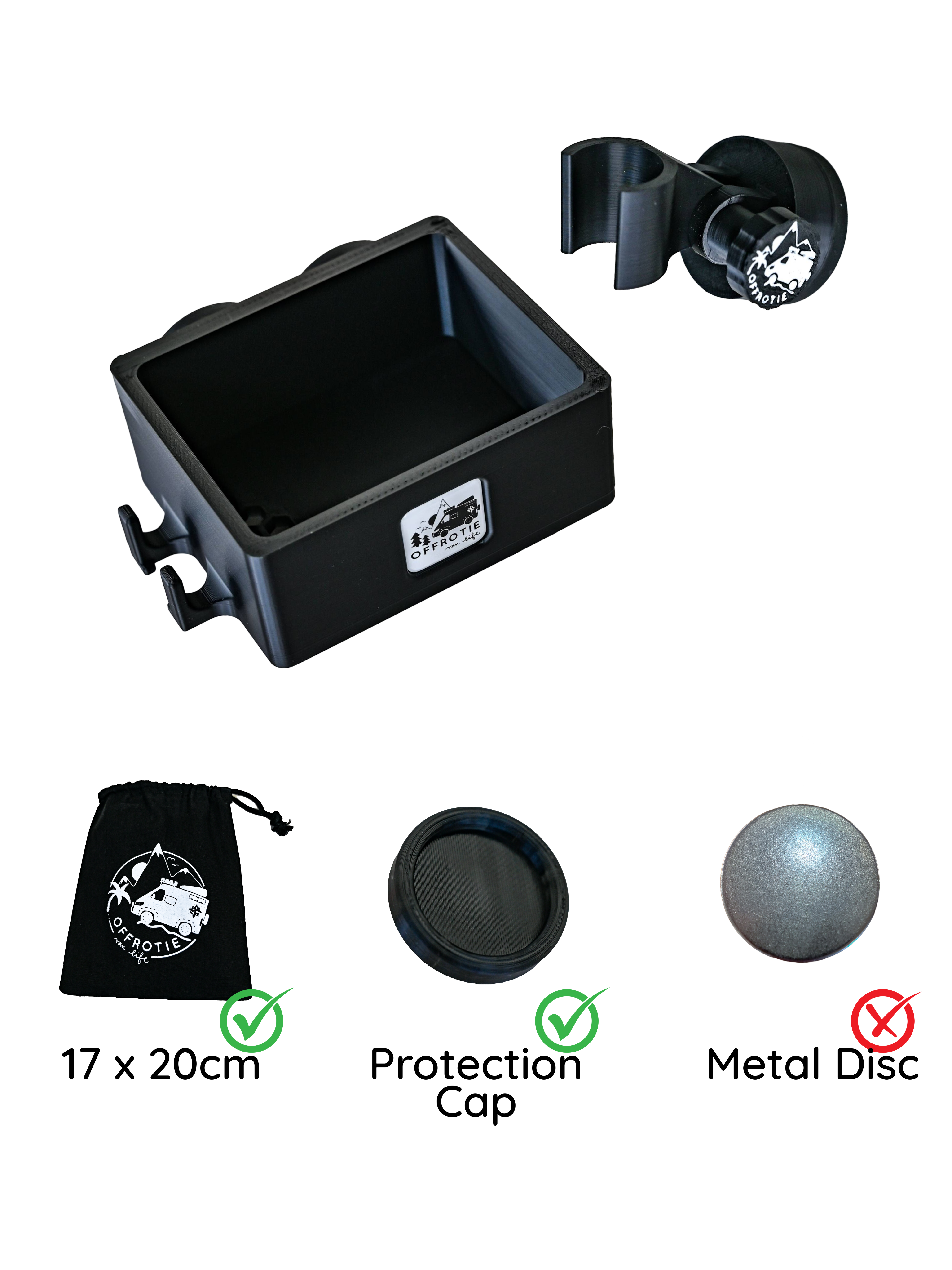 Offrotie 3D-gedruckter magnetischer Duschhalter und Korb-Set – tragbar für Vanlife