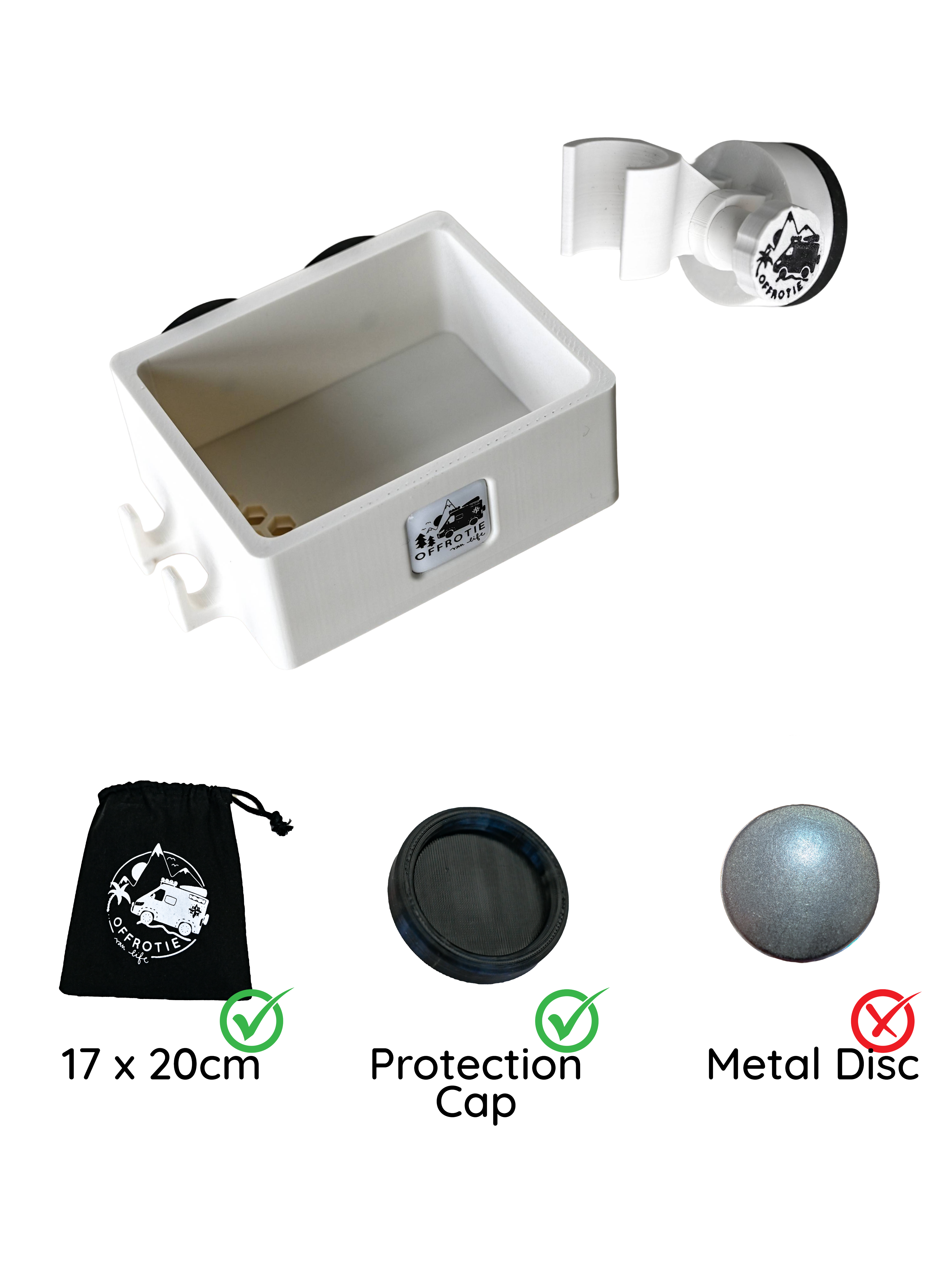 Kit supporto e cestino per doccia magnetico stampato in 3D Offrotie - Portatile per Vanlife