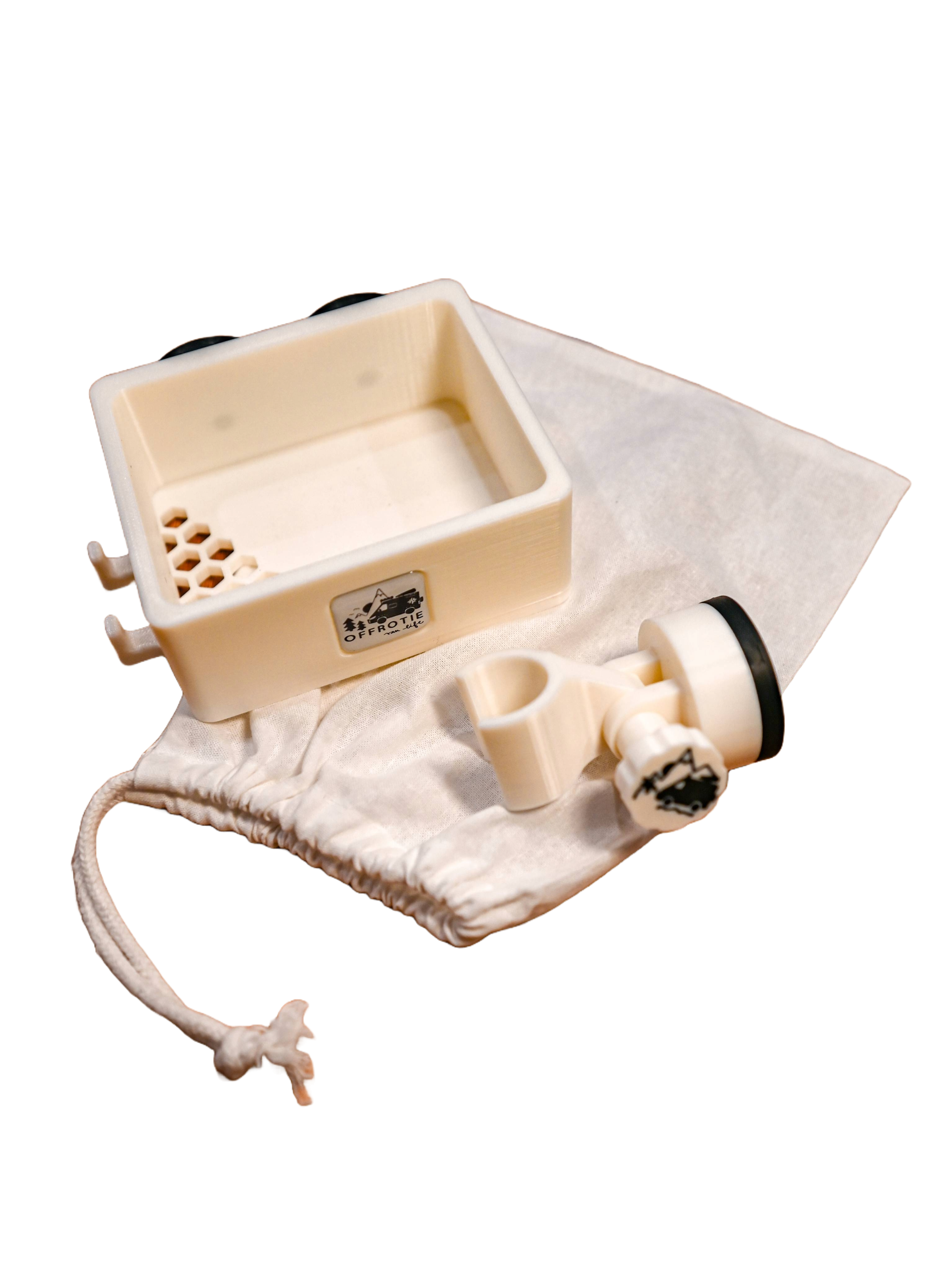Kit supporto e cestino per doccia magnetico stampato in 3D Offrotie - Portatile per Vanlife