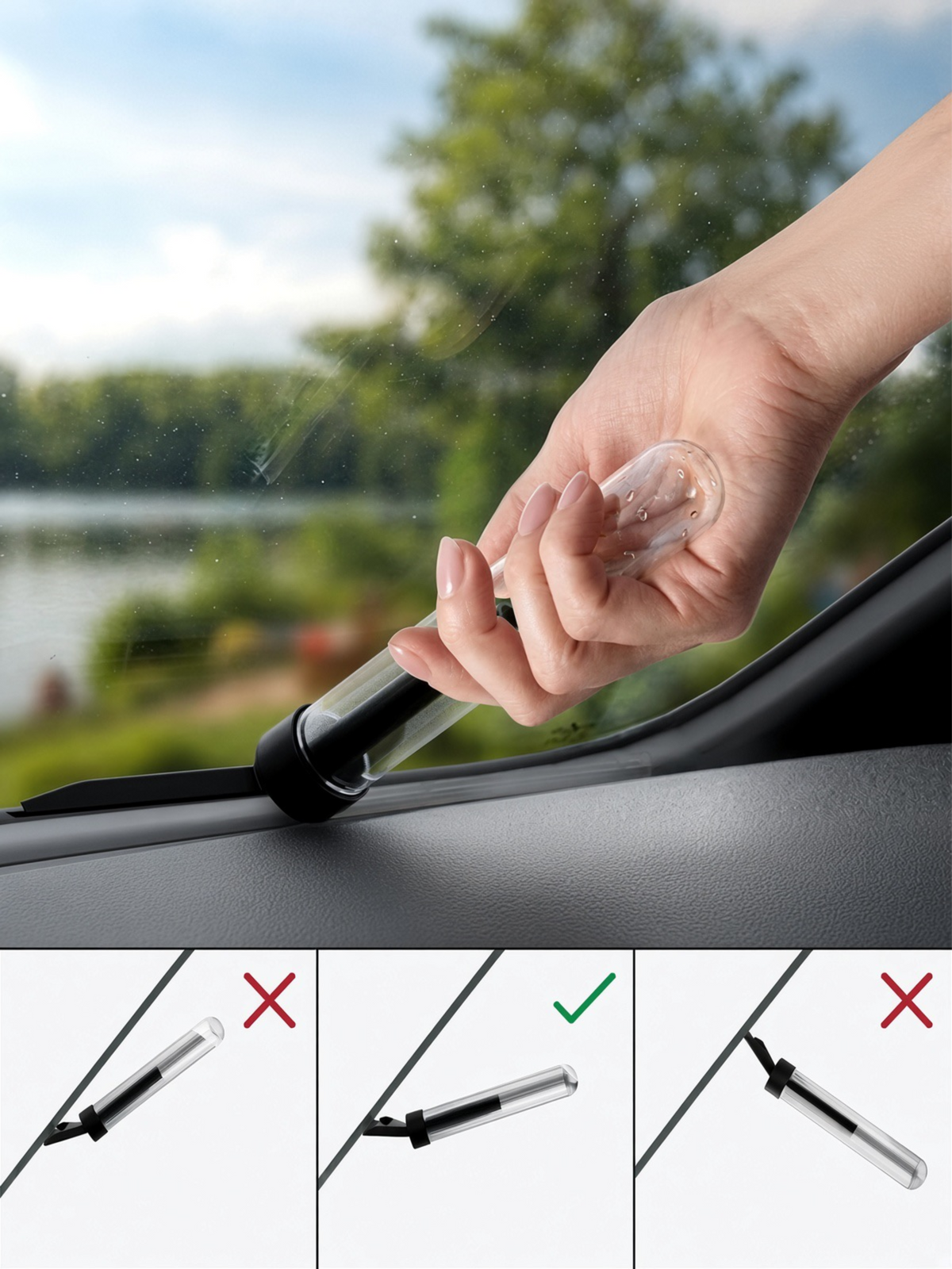 La Raclette anti-condensation pour pare-brise – Réservoir d’eau dans le manche – Fourgonnette | Camping-car | Voiture