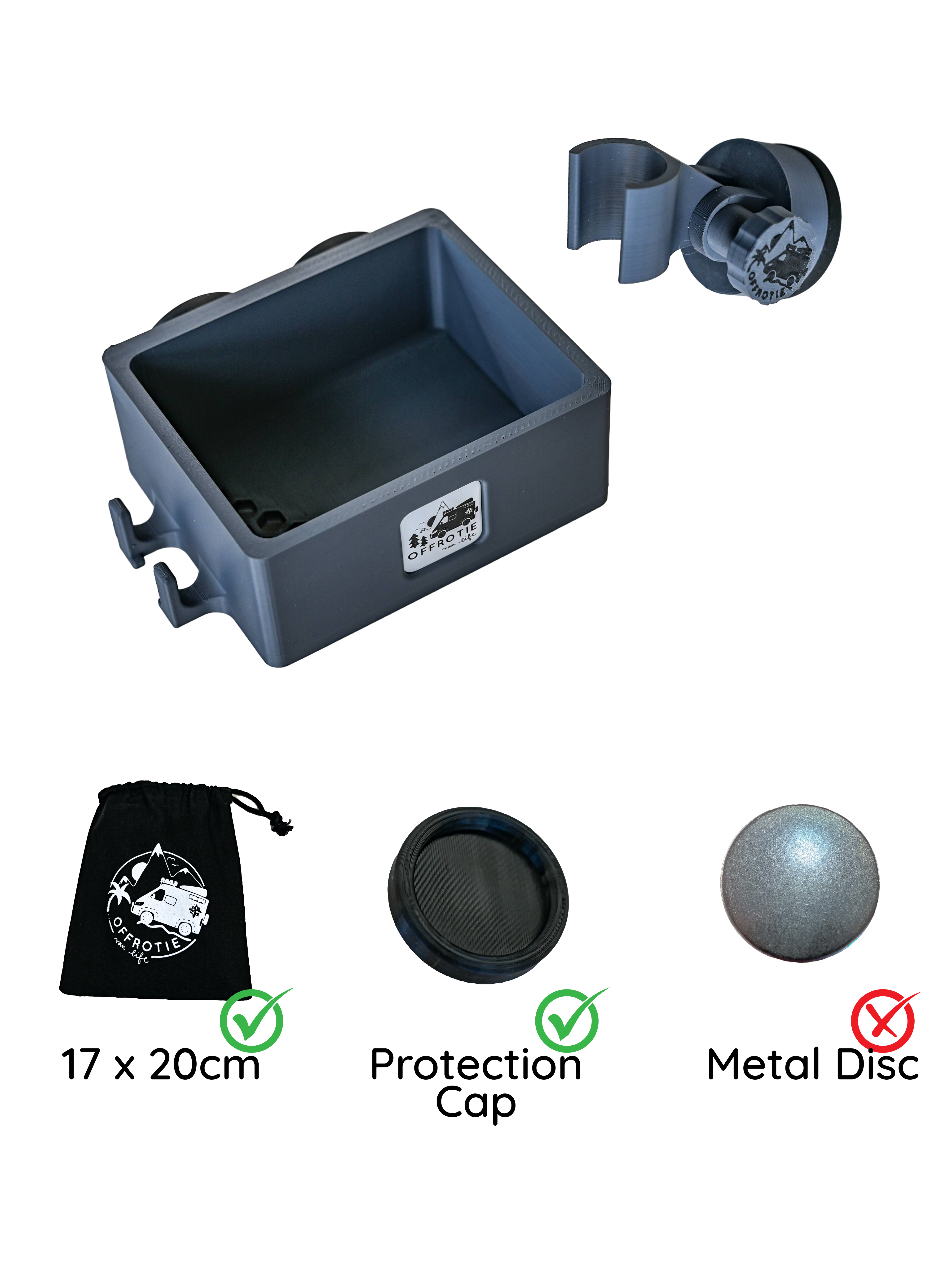 Kit supporto e cestino per doccia magnetico stampato in 3D Offrotie - Portatile per Vanlife