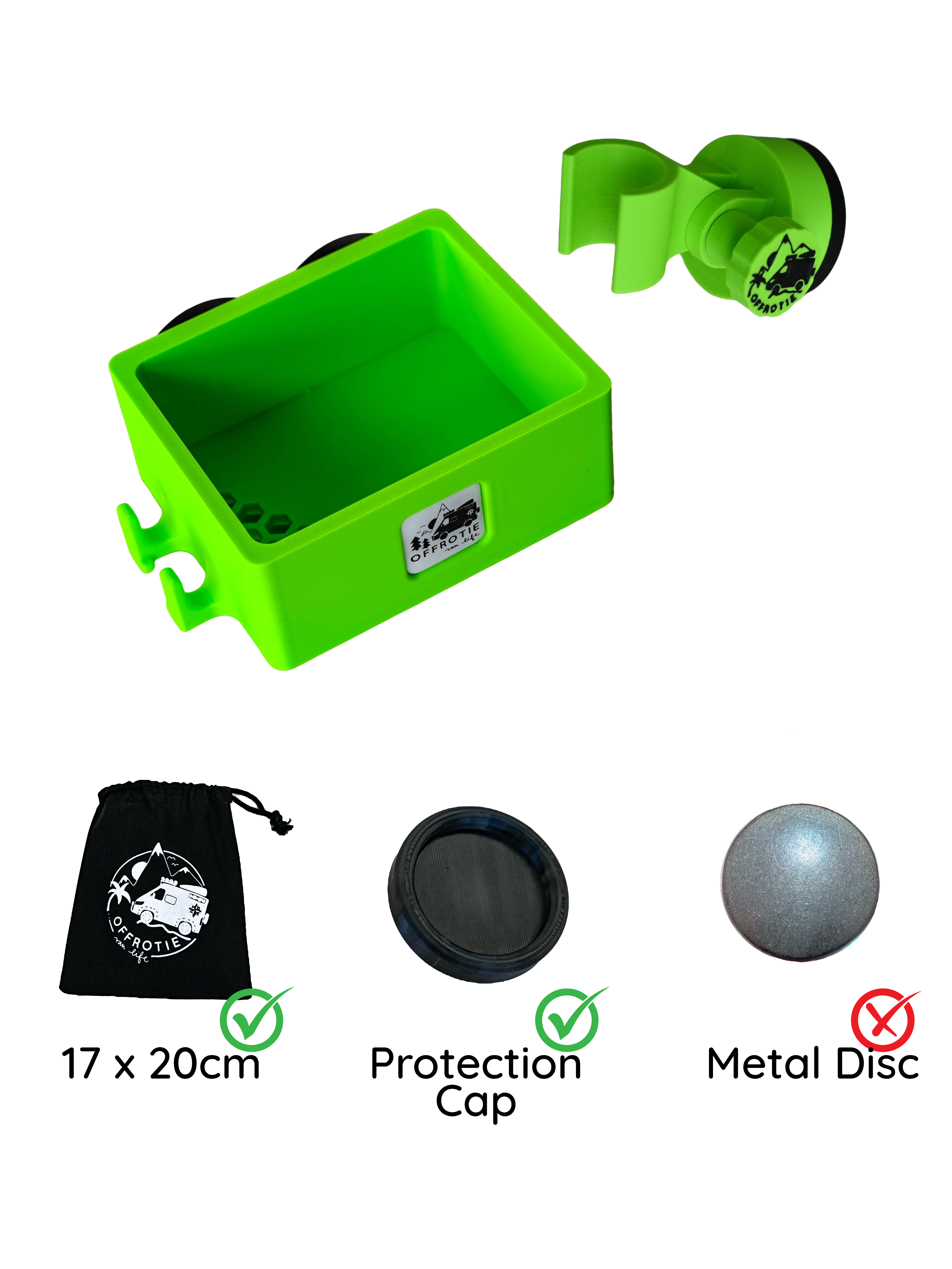 Kit supporto e cestino per doccia magnetico stampato in 3D Offrotie - Portatile per Vanlife