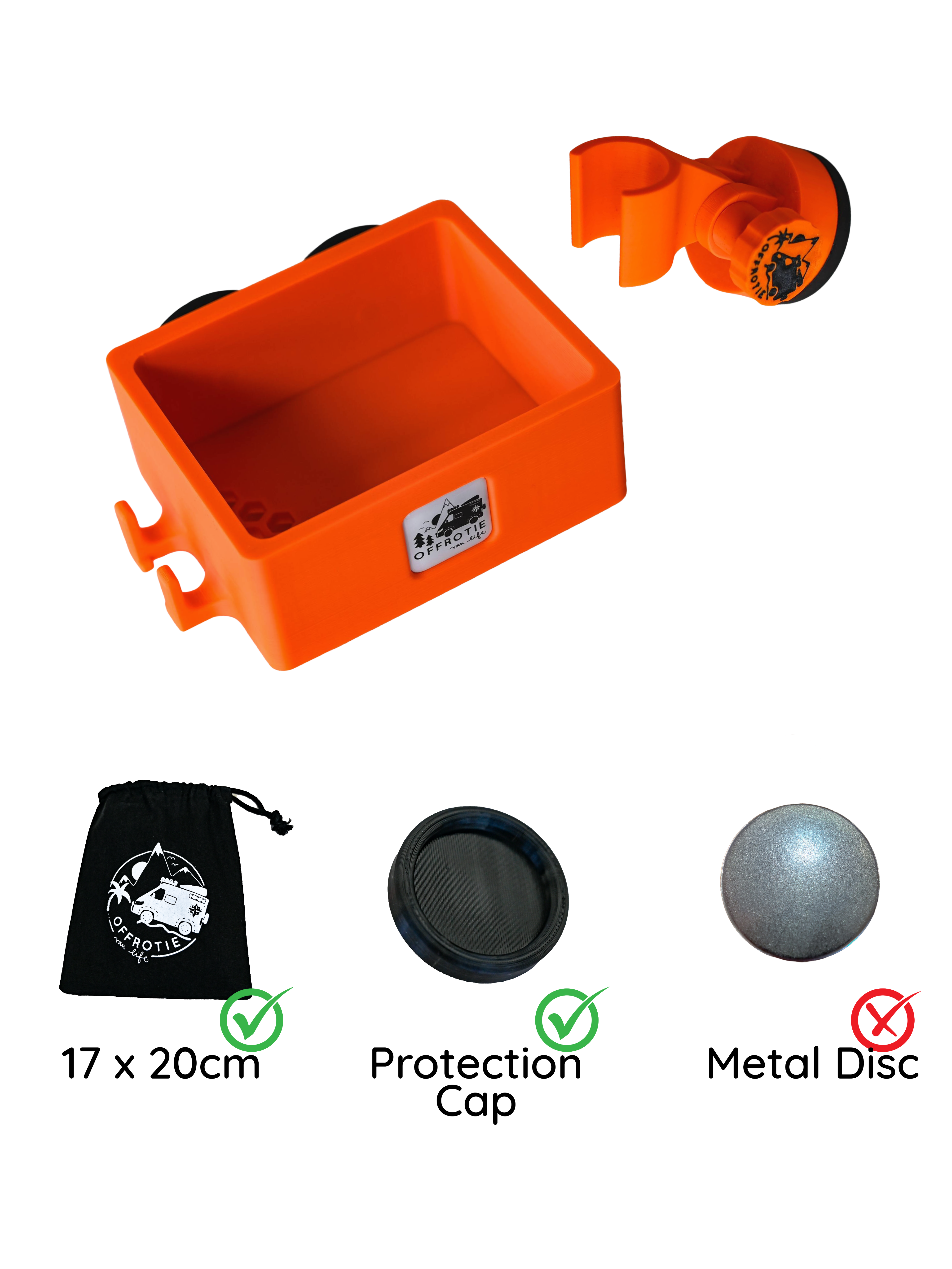 Kit supporto e cestino per doccia magnetico stampato in 3D Offrotie - Portatile per Vanlife