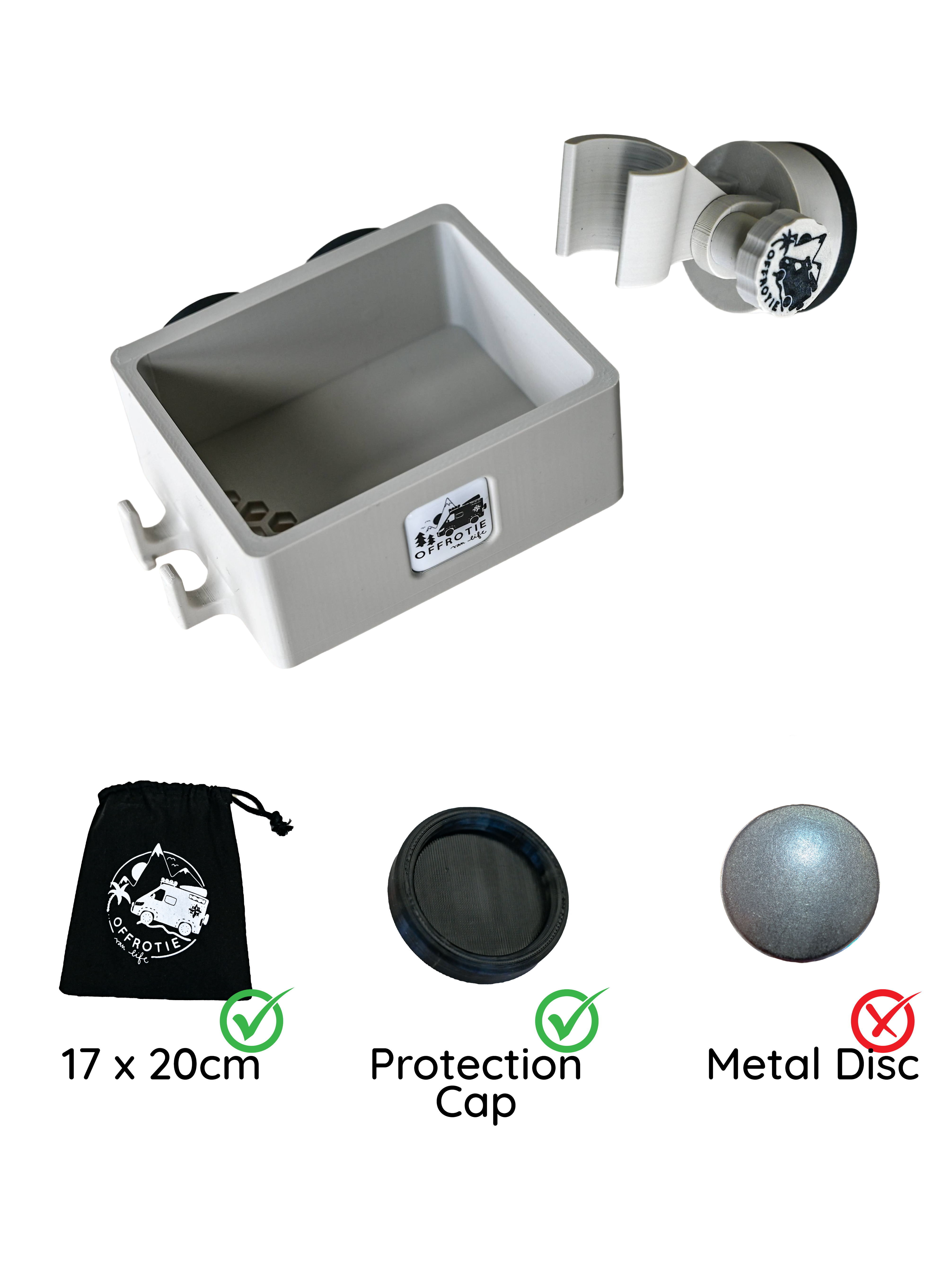 Kit supporto e cestino per doccia magnetico stampato in 3D Offrotie - Portatile per Vanlife