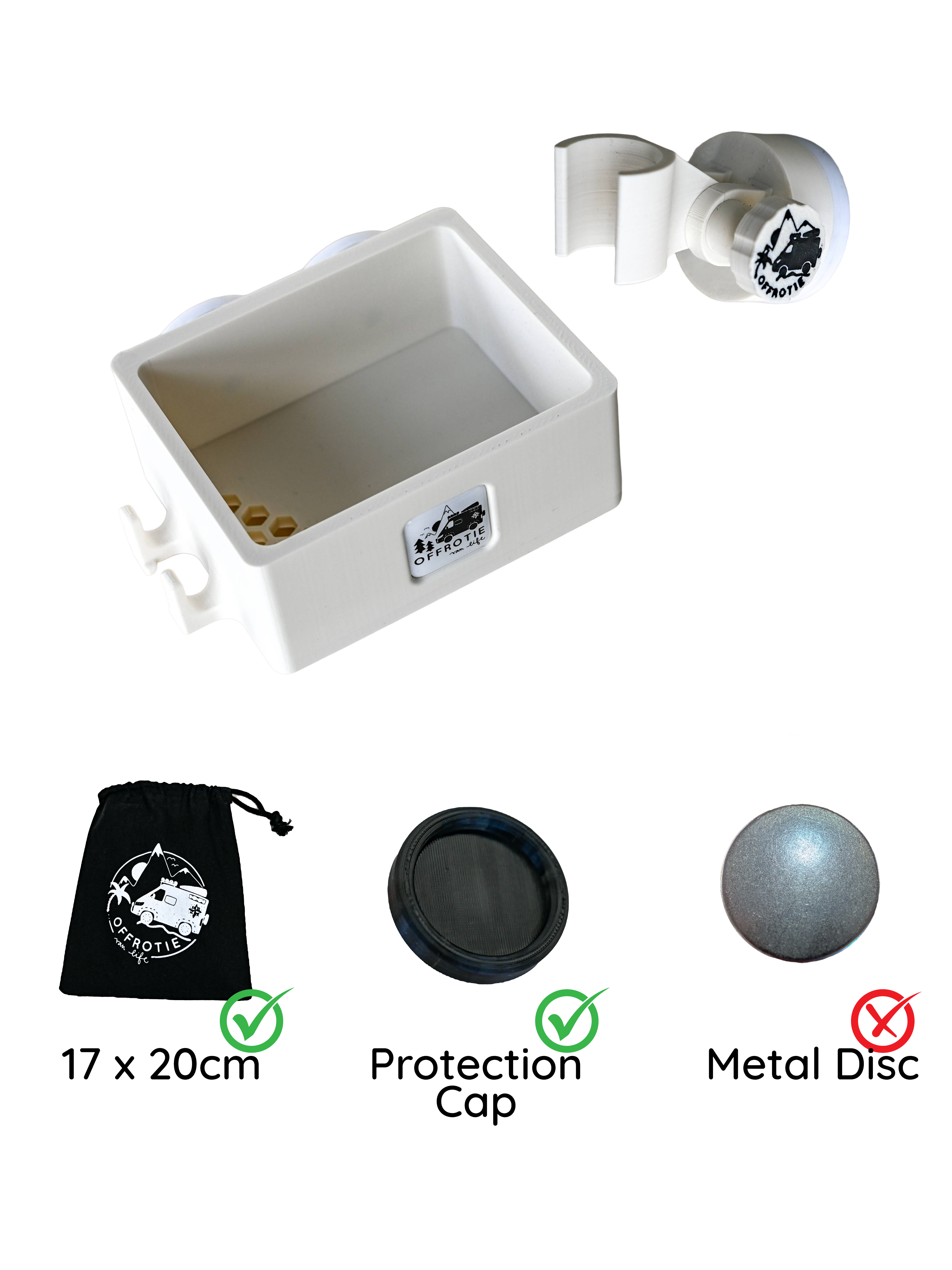 Kit supporto e cestino per doccia magnetico stampato in 3D Offrotie - Portatile per Vanlife